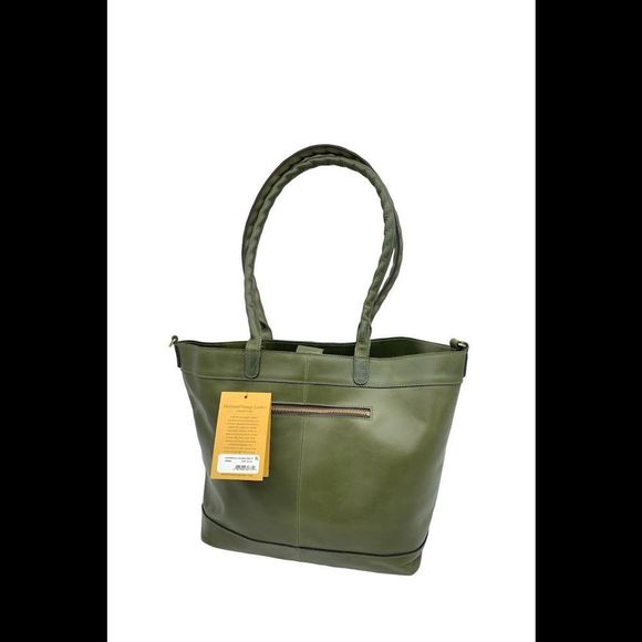 Patricia Nash Convertible Leather Mallory Tote Soft Olive - Picture 2 of 4